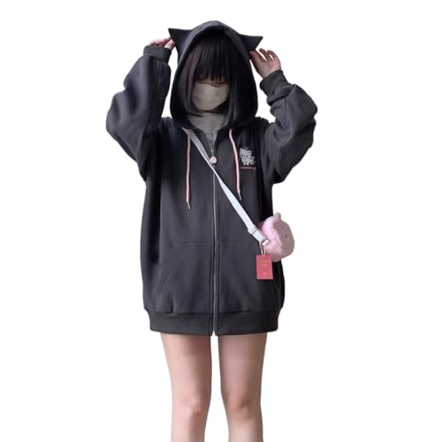 Amazon.com: CEINOM Women Grey Solid Harajuku Hoodies Y2k Cartoon